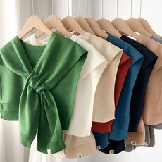 포켓 크로스 심플 페이크 가디건 니트 케이프 어깨 숄 간절기가디건 예쁜가디건 어깨걸치는가디건