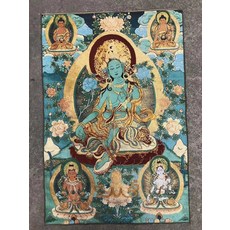 綠度母唐卡 織錦繡刺繡 (高90x60釐米), 如圖所示, 1個