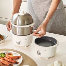 (본사직영) 디온리 올스텐 논스틱코팅 2단 계란찜기 30분 타이머 계란삶는기계 고구마 NBE521S, 올스텐 논스틱코팅 찜기 (NBE521S)