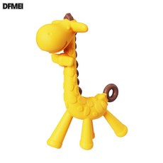 DFMEI 小鹿牙膠嬰兒磨牙棒6個月寶寶防吃手食品級硅膠出牙期安撫咬膠棒, 1個, 如圖, 黃+咖色雙色小鹿