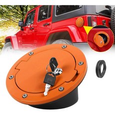 JeCar 연료 주입구 잠금 가스 캡 커버 외부 액세서리 지프 랭글러 2007-2018 JK 및 언리미티드 흰색 USA, Orange