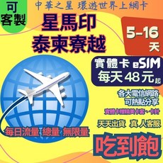 星馬印泰柬越寮上網卡 5-16天高速無限量吃到飽 富國島吳哥窟砂壩適用, (B) eSIM,【白鑽】5天2GB降速吃到飽
