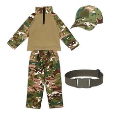 소년 위장 세트 세트 학교 체조 세트 야외 여름 캠프 활동 훈련 공연 세트 벨트와 모자 포함