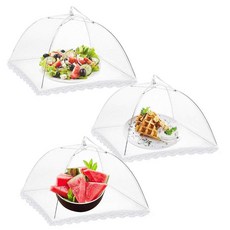 Onarway 외부 메시용 푸드 커버: 3팩 35.6cm(14인치) 팝업 파인 플라이 네트 과일용 - 접이식 스크린 우산 음식 텐트 야외 피크닉 파티 바베큐용