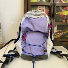 輕便經典少女登山野餐小包戶外小揹包小容量雙肩包出行書包潮, 白紫色