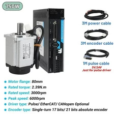호환제품 0.1KW1KW AC 서보 모터 드라이버 키트 EtherCAT CANopen 자기 절대 인코더 220V 400W, 03 EtherCAT Driver, 04 21 Bit Encoder Brake, 02 750W 2.39Nm 80 Servo, 03 EtherCAT Driver