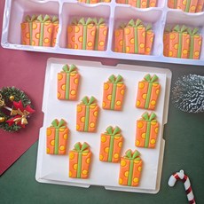 오렌지 선물상자 모양 초콜릿 크리스마스 케이크 데코 장식 36개입