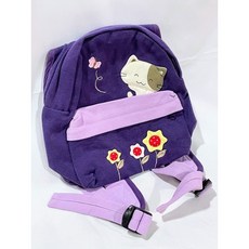結束營業【泡泡喵拼布】賞花 小朋友 兒童 背心式 後背包 旅行 郊遊 奶瓶 尿布 收納包 貓咪 MELE CAT, 深紫色