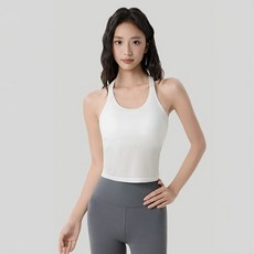 화이트 레이어드U넥나시캡내장브라탑 필라테스요가발레댄스러닝워킹 여자운동복티셔츠여성상의옷