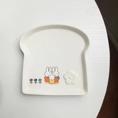 미피 토끼 세라믹 접시 애니메이션 귀여운 만화 크리 에이 티브 간단한 토스트 모양 카와이 야채 접시 피크, 04 Miffy-H