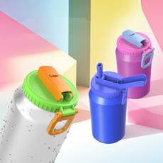 [2025 신상] 여름용 휴대 손잡이 탄산음료 캔뚜껑 + 빨대 세트 (캔커버/음료캡), 2개, 블루그린+퍼플블루