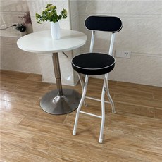 접이식 스툴 홈바 아일랜드식탁의자 간이 식탁의자 라운지, 60cm 화이트 프레임 블랙