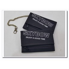 SKYBOW 三折皮夾 附鏈子 尼龍運動短夾