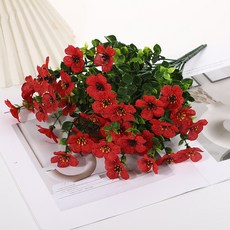 仿真綠植七叉桉樹尤加利紫羅蘭塑料假花家居裝飾擺件仿真花批發, AHB1811-190-7 紅色, 1個