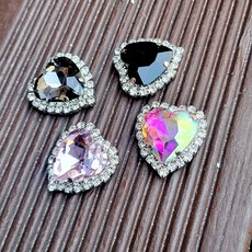 24-25mm하트 비딩용 캡보석, 백금도금, 핑크, 1개