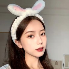 토끼 극세사 세안 헤어밴드 헤어 머리띠 클렌징 화장실 미용 액세서리 목욕 용품 안대, 그레이