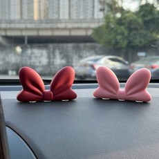 DFMEI 汽車擺件女車內裝飾用品蝴蝶結車載中控臺小配件國潮風, 1個, 酒紅色蝴蝶結擺件【送無痕膠】:8x4