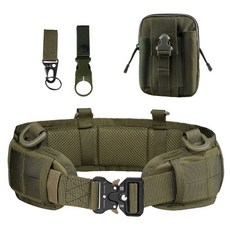 【臺灣優選 】戶外多功能戰術腰封套裝molle尼龍眼鏡蛇加厚腰帶多功能腰封套裝, 軍綠色腰封+腰帶+包+鷹嘴鉤水瓶扣, 1個