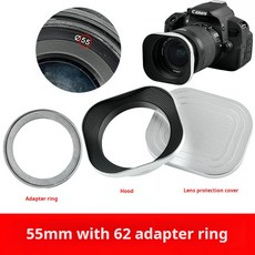 Sony호환 28-70 Fuji 16-50/15-45/Sigma 56F1.4/18-50 VizoNobel 28F1.8 렌즈 금속 차양 52/55/58/62mm에 적합한 사각형 차양, 03 55mm-62mm, 01 빠른