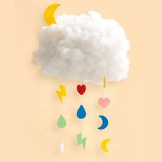 구름 펠트 모빌 만들기 엄마표 미술놀이 키트 벽장식 행잉 소품 영유아교구, 1개