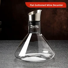 유럽 ​​스타일 와인 디캔터 캡 304 스테인레스 스틸 필터 가정용 폭포 스타일 와인 통풍기 캡 와인 스토퍼, 03 바닥이 평평한 디캔터
