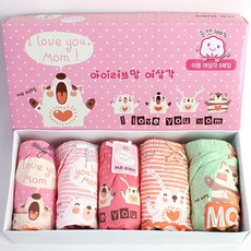 엠알키즈 아이러브맘 여아팬티 5매입 아동 유아 어린이 키즈 속옷 삼각, 1개