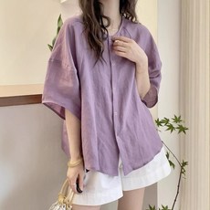 1/1+1여성반팔셔츠 시어서커셔츠 빅사이즈블라우스