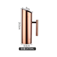 냉수 주전자 용기 물병 끓는 뚜껑이 커피 스틸, W. 일자형 손잡이 1500ml 로즈골드