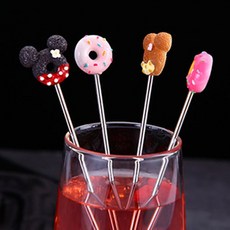 귀여운 칵테일 하이볼 머들러 스틱 머들링 커피젓는거, 5도넛머들러-연핑크, 1개