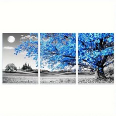 회색 풍경의 푸른 나무 포스터 북유럽 스타일 벽 예술 캔버스 그림 거실 프린트 프레임, 1. 1