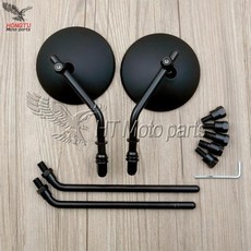 할리 스즈키 KTM 피아지오 베스파 GTS300 용 오토바이 패션 라운드 미러 레이싱 스포츠 바이크 후면보기, 4)Black big