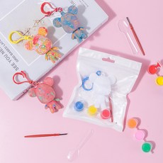 DIY手繪流體熊套裝，網紅暴力熊玩具，白胚小熊，幼兒園分享禮品，卡通搪膠塗鴉玩具，激發兒童創意美術天賦, 1個, 袋装DIY流体熊, 白色小熊