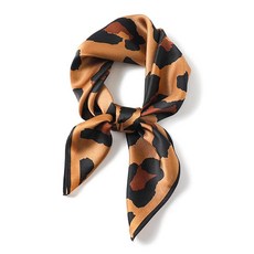 PoeticEHome 100% 순수 멀베리 실크 스퀘어 스카프 68.6cm x 여성용 네커치프 헤드스카프 선물 포장 I2 - 디지털 프린트 27인치 171553, K1 - 섹시 치타