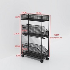수납장 슬라이딩 15cm 부엌수납장 슬림 폭 폭15cm 블랙 폭좁은 2단 철제 선반 3층, L. 폭 17cm 3겹 블랙 바퀴 달린 풀아웃, K. 블랙 17cm 3층 풀아웃