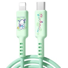 산리오 8핀 + C타입 데이터 케이블 20W S-S86, 1개, 그린, 100cm