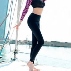 여성 래쉬가드 요가 긴바지, 블랙 L, 블랙