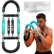 핏비스트 트위스터 팔 트레이너 4가지 프로그레시브 저항 레벨30-120파운드 4-스프링 조절 가능한 및 가슴 운동 장비 홈 헬스장용 상체 근력, Blue