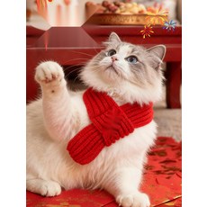 빨간색 니트 강아지목도리 겨울 보온 강아지케이프, 13. 재물보물행복 3종 세트