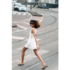 ZARA 고데트 콤비 원피스 - 화이트