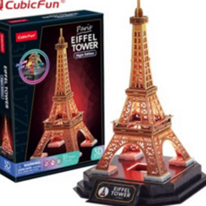 에펠탑 입체 퍼즐 건축물 조명 어린이 에펠탑 모형 퍼즐 취미 인테리어 조립식 장식품 꾸미기 성인용 탁상