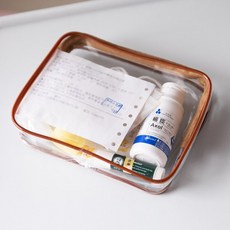 GoGraphy 透明收納袋 加厚防水拉鍊設計 多功能分類整理包 幼稚園外出適用, 小號拉鍊袋（咖）