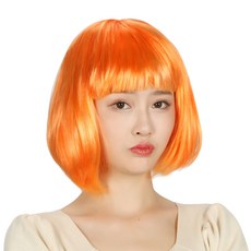 이모쿠비 단발머리 파티 가발, 오렌지, 1개