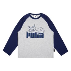 [국내매장정품] 푸마 PUMA KIDS 수퍼푸마 라글란 티셔츠_PK53TR308 5009006614 151315, Navy, 160