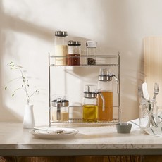 JAJU 브랜드관 스텐 와이어 양념병 2단 선반 501178, JAJU 브랜드관 스텐 와이어 양념병 2단 선반 501