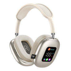 SMABAT 무선 헤드폰 LED 디스플레이 블루투스 헤드셋 노이즈캔슬링 헤드폰 블루투스5.4, 골드