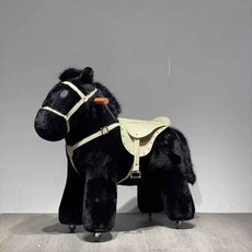 승마장난감 바퀴가 달린 말장난감 말타기 목마 흔들말, 1개, 2. 검정 망아지 (안장 블랙)