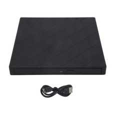 노트북 용 외부 CD/DVD 드라이브 7 in 1 USB Ultra-Slim 휴대용 CD/DVD 플레이어 버너 버너 작가 외부 디스크 드라이브, 검은색, 1개