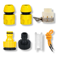 7종세트 수도꼭지 호스 연결 부속 부품 커넥터 연결캡 조임밴드, 1SET