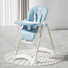 兒童餐椅可摺疊調節靠背寶寶餐椅嬰兒可躺可坐多功能餐椅吃飯椅子, 1個, 純藍基礎款