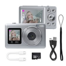 디얼 셀피 모드 빈티지 디카 미니 디지털 카메라, 실버(본품+8GB SD카드+C TO C케이블)